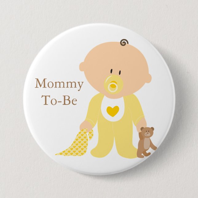 Mommy To Be Yellow Baby Button (Front)