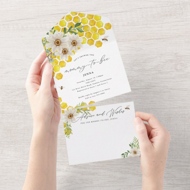 Mommy to Bee All In One Baby Shower Invitation (Tearaway)