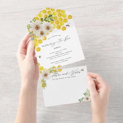 Mommy to Bee All In One Baby Shower Invitation