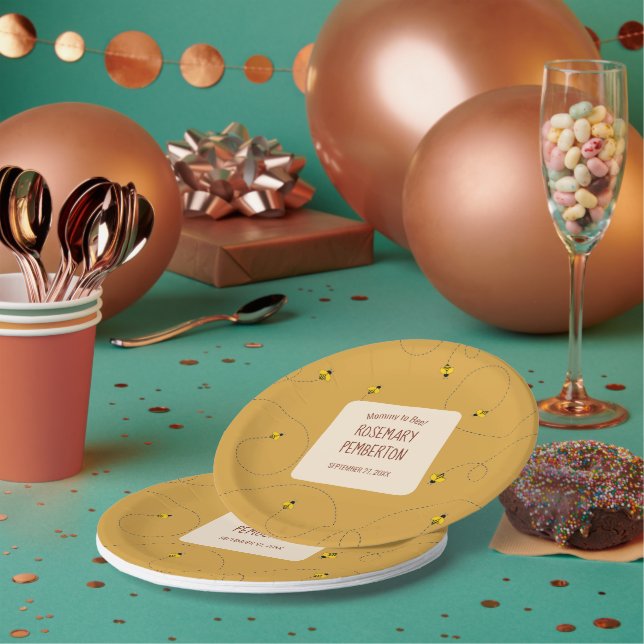 Mommy to Bee Amber Gold Baby Shower Paper Plates (Multi)