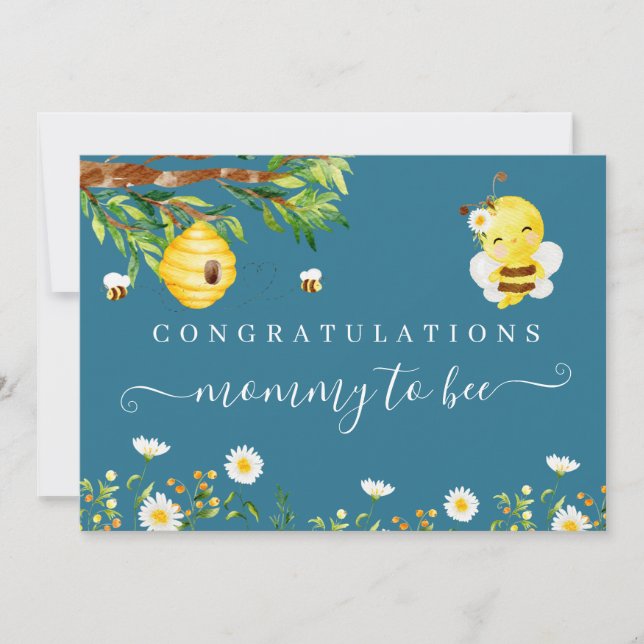 Mommy to Bee Baby Congratulations Card (Front)