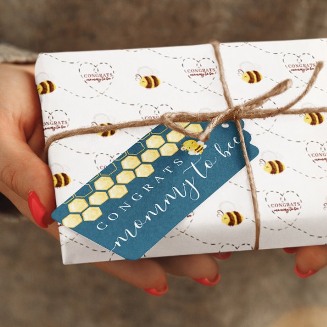 Mommy to Bee Baby Congratulations Gift Tag (Congratulate the special mommy to bee with this cute personalized gift tag! Matching collection! )