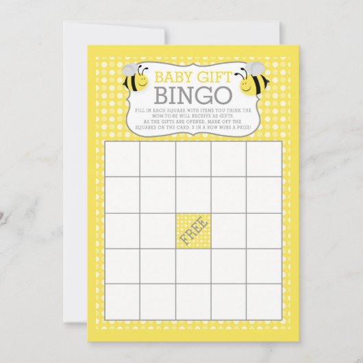 Mommy to Bee Baby Shower Baby Gift Bingo Game (Front)