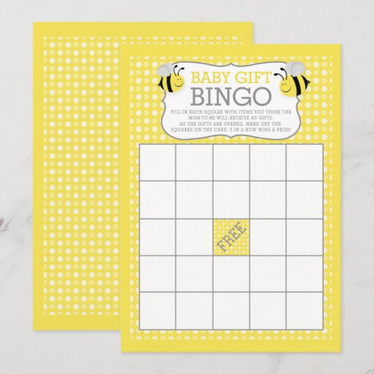 Mommy to Bee Baby Shower Baby Gift Bingo Game (Front/Back)