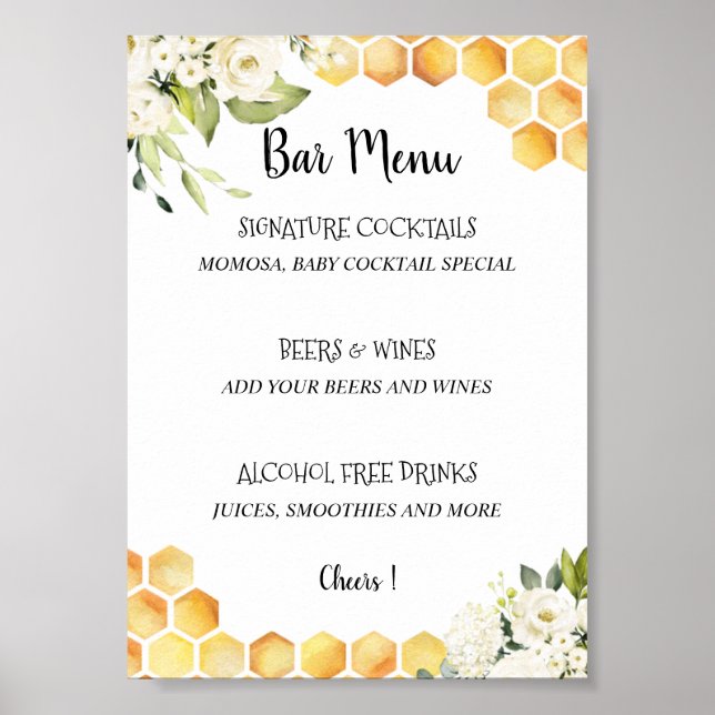 Mommy to Bee Baby Shower bar menu Poster (Front)