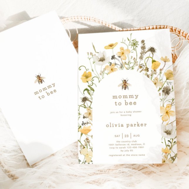 Mommy To Bee Baby Shower Boho Wildflower Invitation (Creator Uploaded)