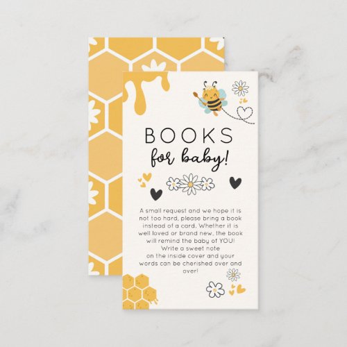 Mommy to Bee Baby Shower Books for Baby Enclosure Card