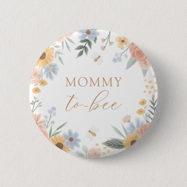 Mommy to Bee Baby Shower Button (Front)
