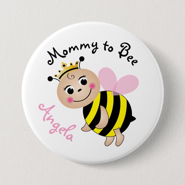 Mommy to Bee Baby Shower Button Pin (Front)