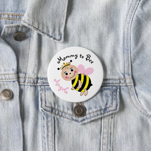 Mommy to Bee Baby Shower Button Pin | Zazzle