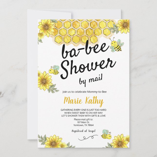 Mommy-to-Bee Baby Shower by mail Invitation (Front)