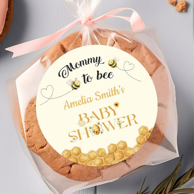 Mommy To Bee Baby Shower  Classic Round Sticker (Creator Uploaded)