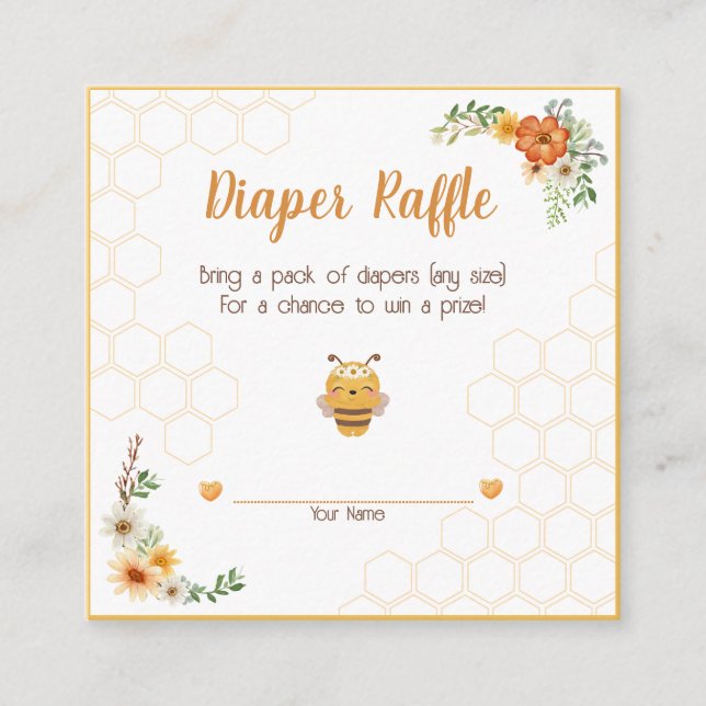 Mommy To Bee Baby Shower Diaper Raffle Enclosure Card (Front)