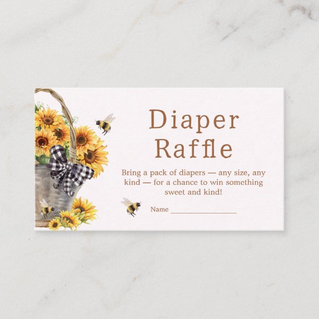 Mommy to Bee Baby Shower Diaper Raffle Enclosure Card (Front)