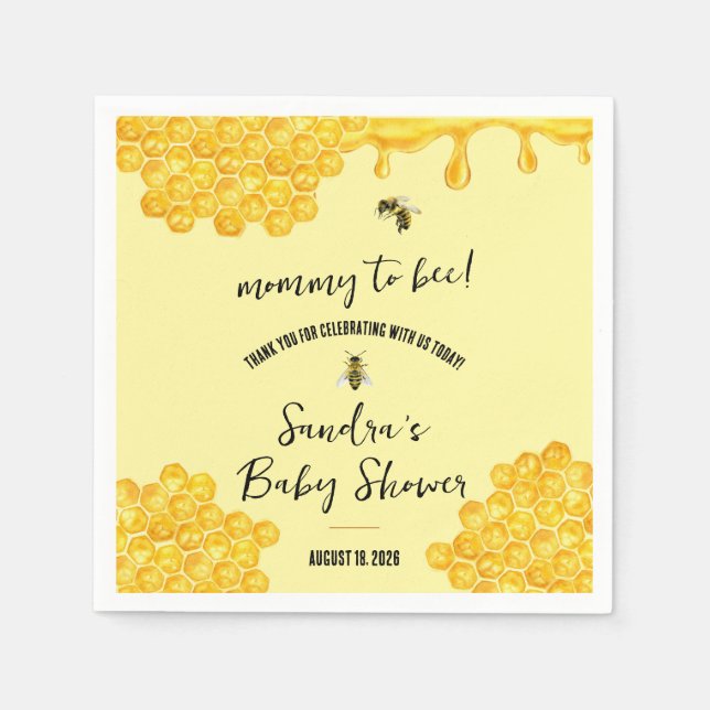 Mommy to Bee! Baby Shower Favor Thank You Napkins (Front)