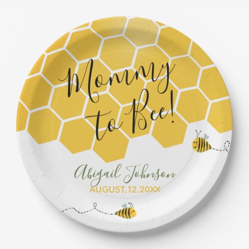 Mommy to Bee Baby Shower Gender Neutral Watercolor Paper Plates