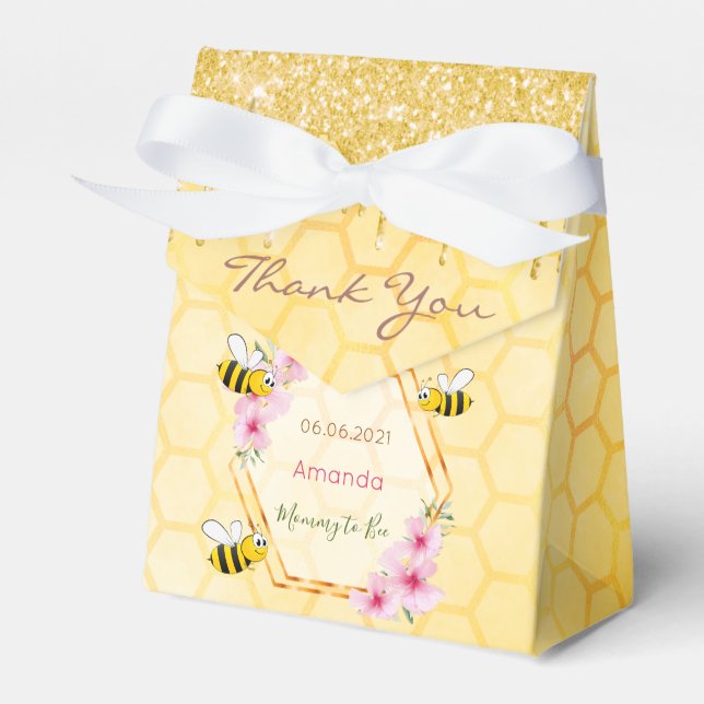 Mommy to Bee Baby shower glitter drips thank you Favor Boxes (Front Side)
