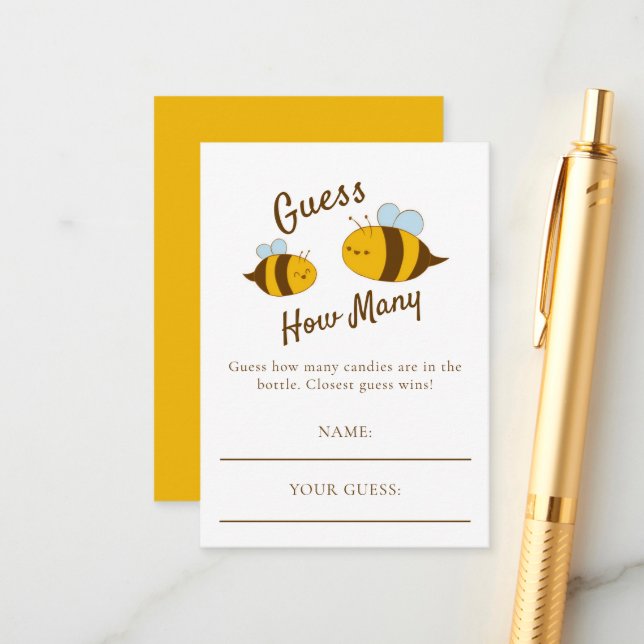 Mommy to Bee Baby Shower Guess How Many Game Enclosure Card (Front/Back In Situ)