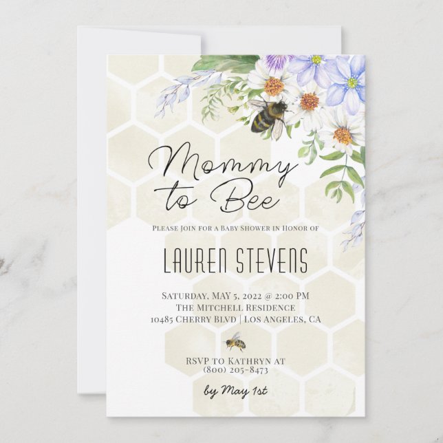Mommy to Bee Baby Shower Invitation (Front)