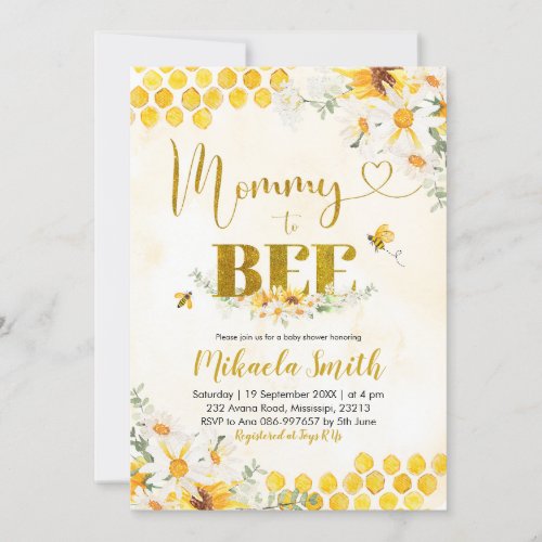 Mommy To Bee Baby Shower Invitation