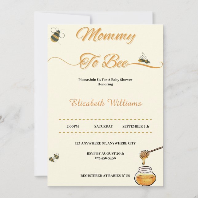 Mommy To Bee Baby Shower Invitation (Front)