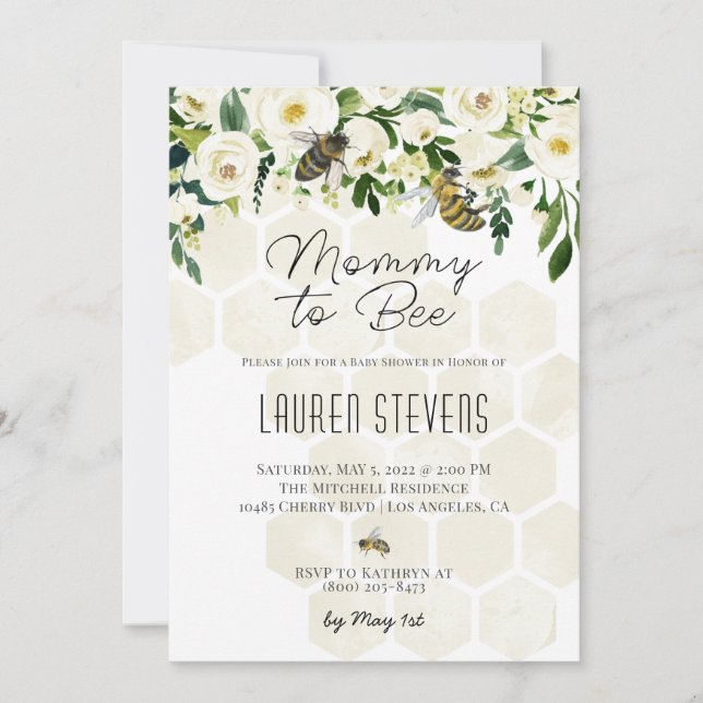 Mommy to Bee Baby Shower Invitation (Front)