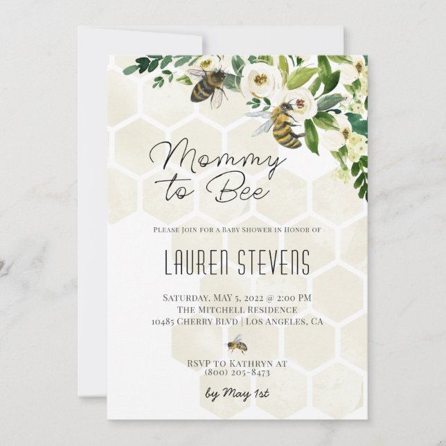Mommy to Bee Baby Shower Invitation (Front)