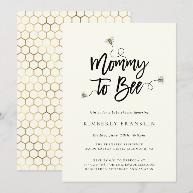 Mommy To Bee Baby Shower Invitation (Front/Back)