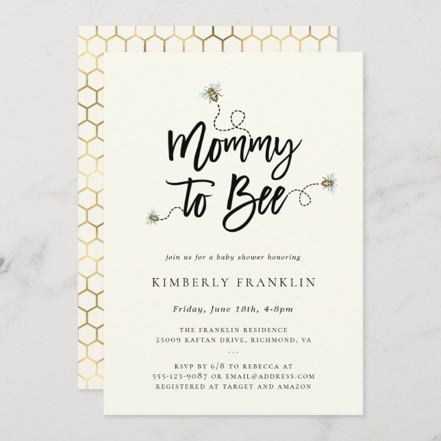 Mommy To Bee Baby Shower Invitation (Front/Back)