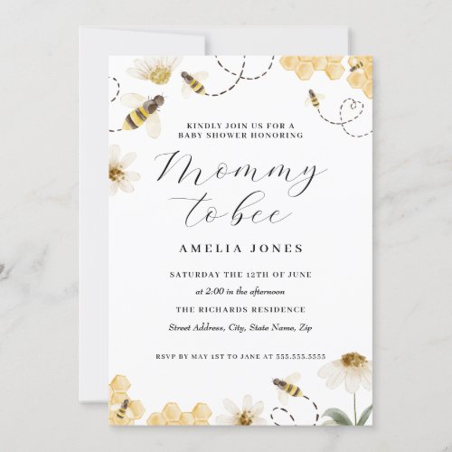 Mommy To Bee Baby Shower  Invitation