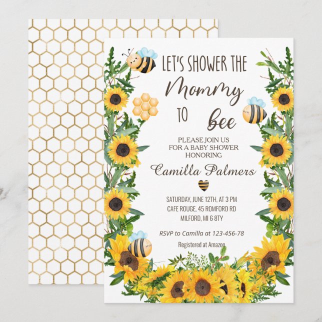 Mommy To Bee Baby Shower  Invitation (Front/Back)