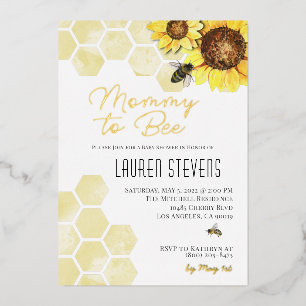 Mommy to Bee Baby Shower Invitation Foil Invitation