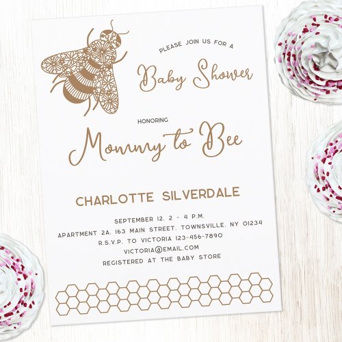 Mommy to Bee Baby Shower Invitation Postcard
