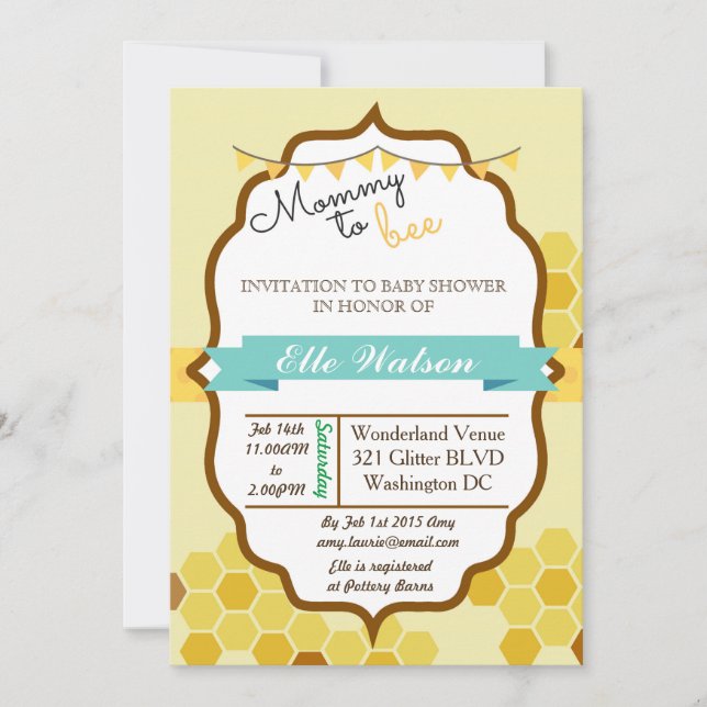 Mommy to Bee Baby Shower Invitations (Front)