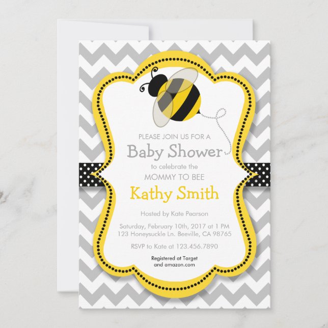 Mommy to Bee Baby Shower Invitations (Front)