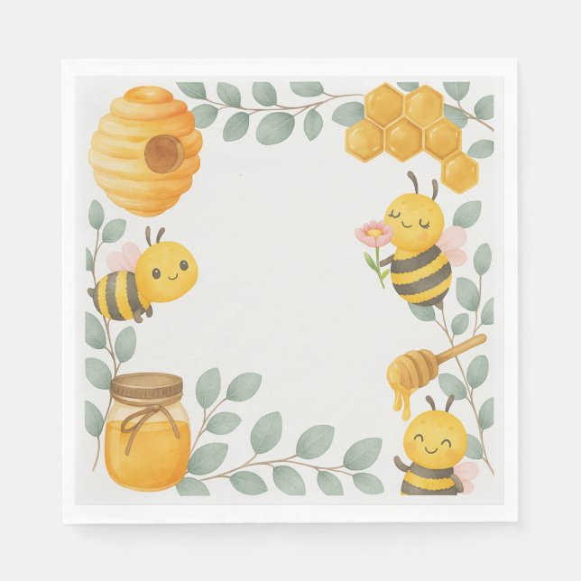 Mommy to Bee Baby Shower Luncheon Napkin (Front)