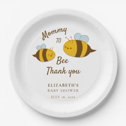 Mommy to Bee Baby Shower Modern Cute Kawaii Simple Paper Plates