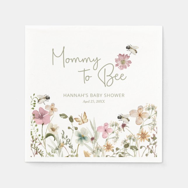 Mommy to Bee Baby Shower Napkins (Front)