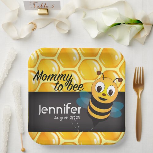 Mommy to Bee baby shower paper party plates