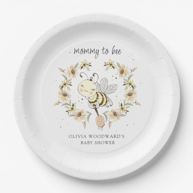 Mommy To Bee Baby Shower  Paper Plates (Front)