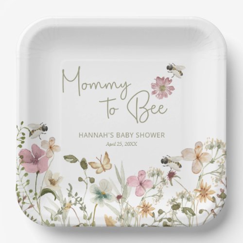 Mommy to Bee Baby Shower Paper Plates
