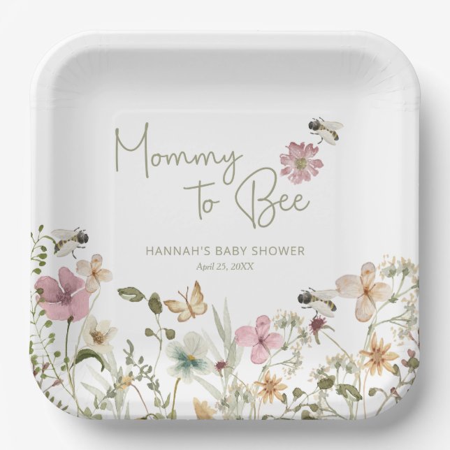 Mommy to Bee Baby Shower Paper Plates (Front)