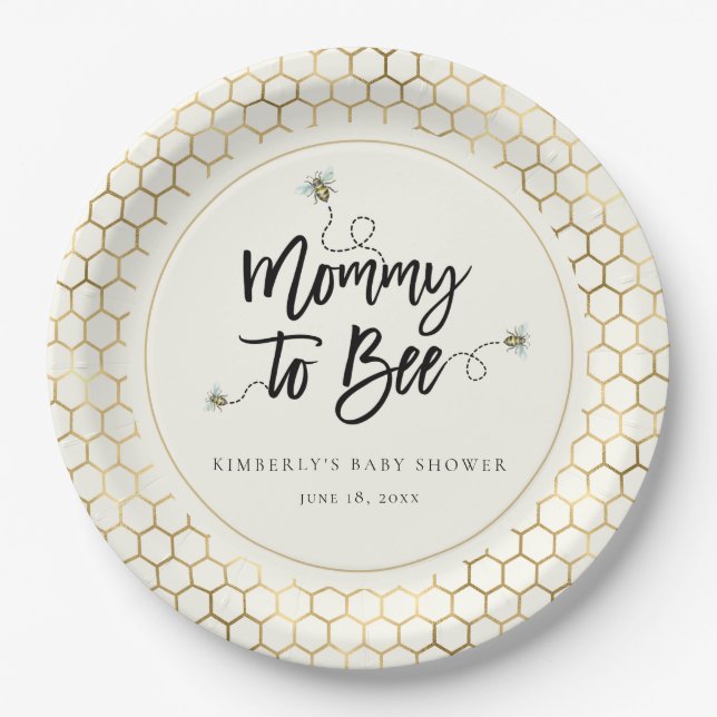 Mommy To Bee Baby Shower Paper Plates (Front)
