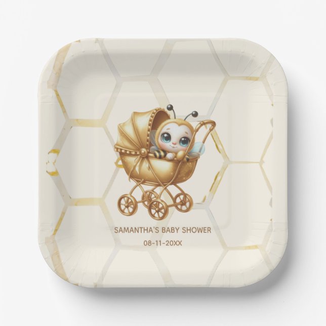 Mommy to Bee baby shower  Paper Plates (Front)