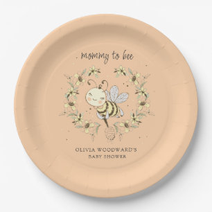 Mommy To Bee Baby Shower Peach Paper Plates