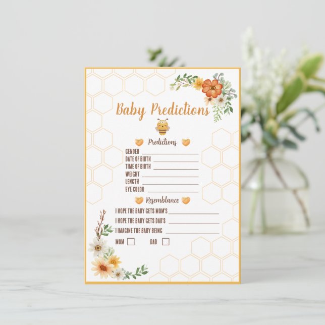 Mommy to Bee Baby Shower Predictions Game Enclosure Card (Standing Front)