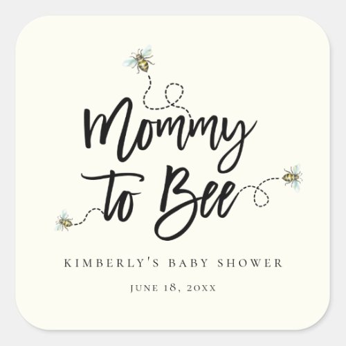 Mommy To Bee Baby Shower Square Sticker