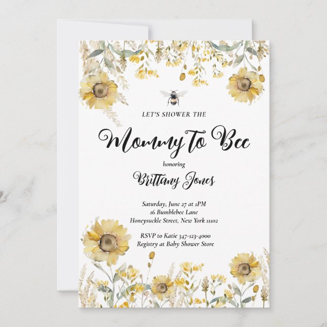 Mommy to Bee Baby Shower Sunflower Summer Invitation (Front)