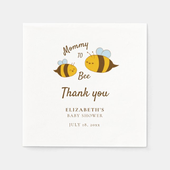 Mommy to Bee Baby Shower Thank you Cute Yellow Napkins (Front)