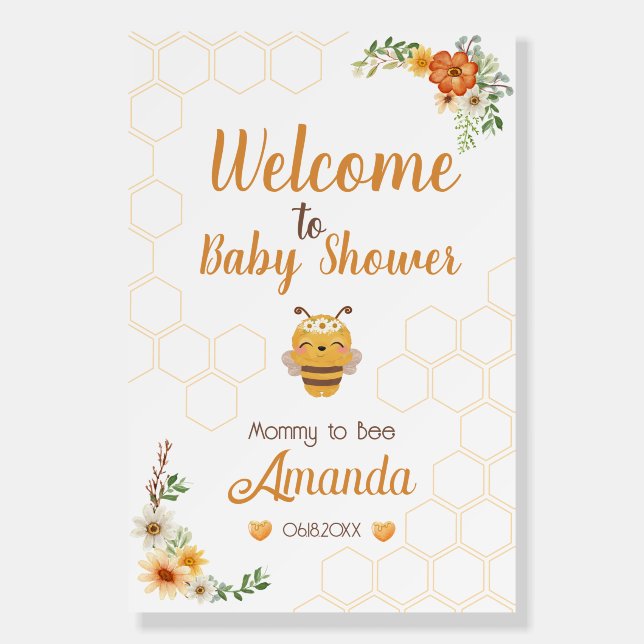 Mommy To Bee Baby Shower Welcome Sign  (Front)